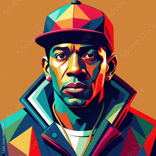 balck man rap hip-hop gangsta style vector illustration