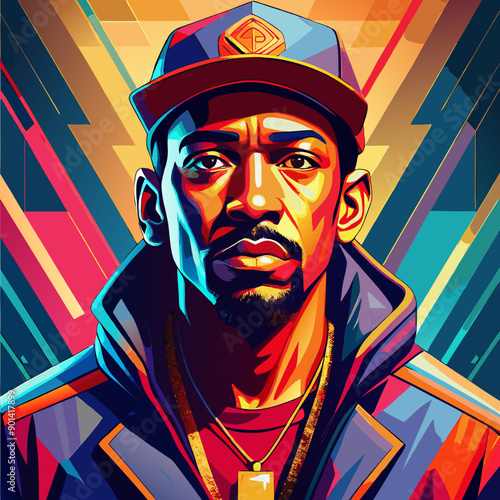 balck man rap hip-hop gangsta style vector illustration