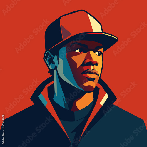 balck man rap hip-hop gangsta style vector illustration