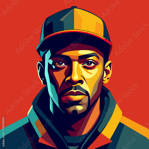 balck man rap hip-hop gangsta style vector illustration