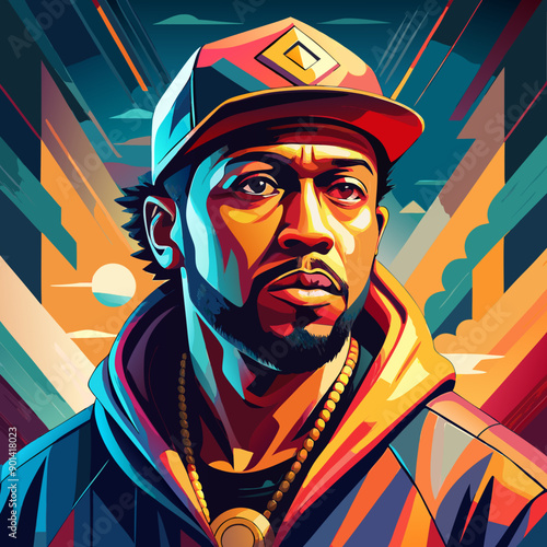 balck man rap hip-hop gangsta style vector illustration