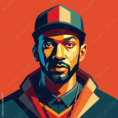 balck man rap hip-hop gangsta style vector illustration