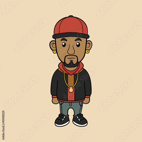 balck man rap hip-hop gangsta style vector illustration