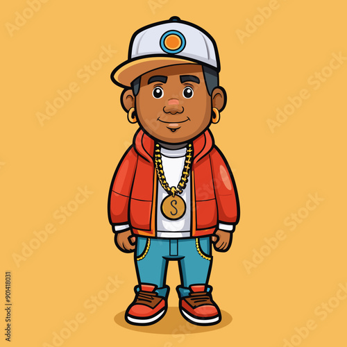 balck man rap hip-hop gangsta style vector illustration