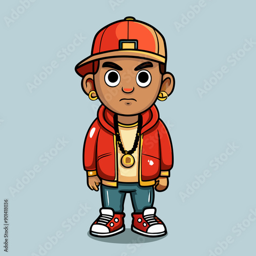 balck man rap hip-hop gangsta style vector illustration