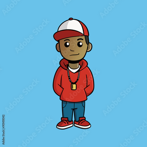 balck man rap hip-hop gangsta style vector illustration