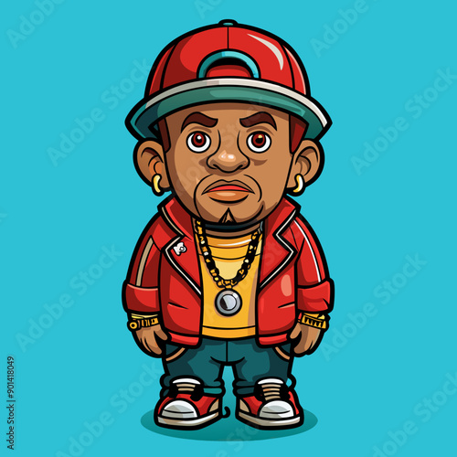 balck man rap hip-hop gangsta style vector illustration