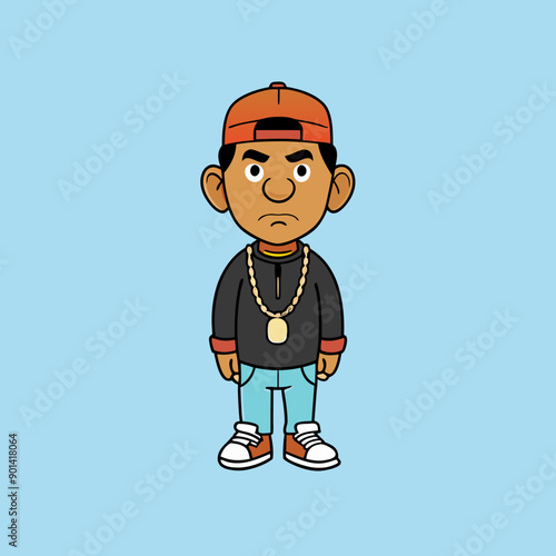 balck man rap hip-hop gangsta style vector illustration