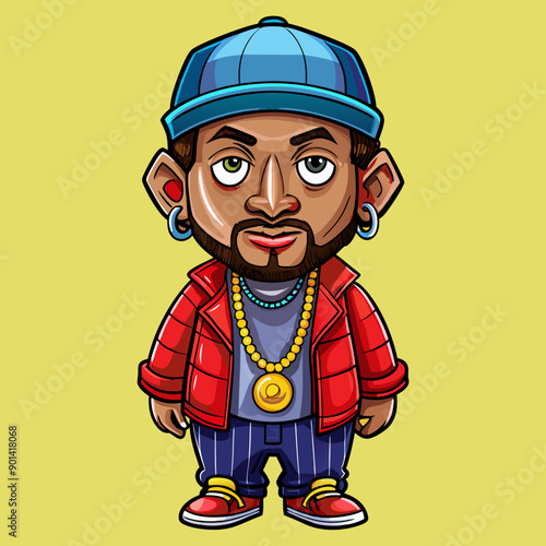 balck man rap hip-hop gangsta style vector illustration