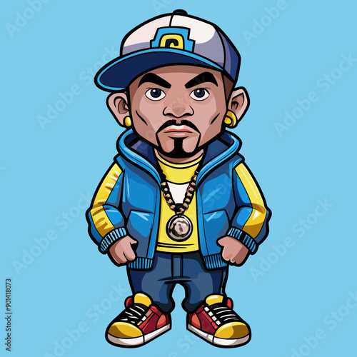 balck man rap hip-hop gangsta style vector illustration