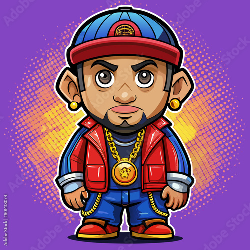 balck man rap hip-hop gangsta style vector illustration