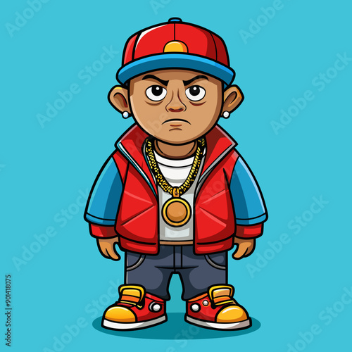 balck man rap hip-hop gangsta style vector illustration