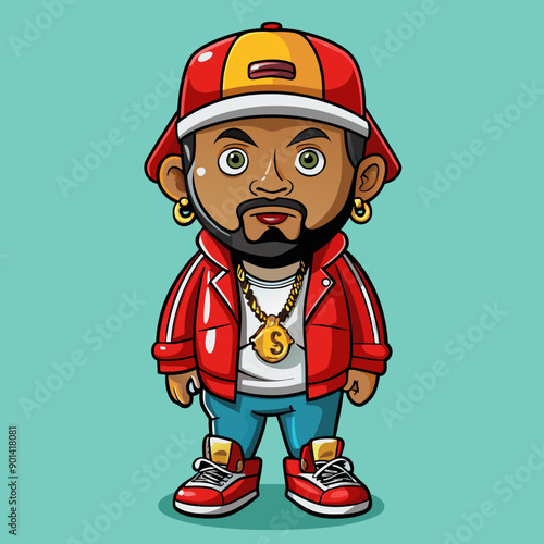 balck man rap hip-hop gangsta style vector illustration