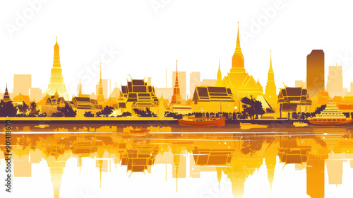 Golden Temple and Royal Palace by the River in Bangkok, Thailand