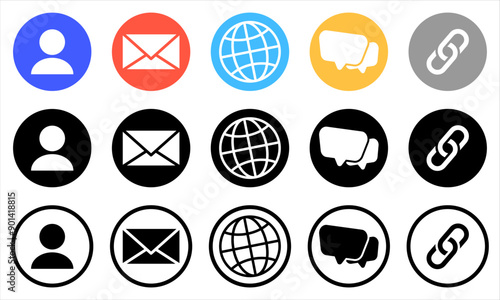 Set of Contact and Web icons.Vector

