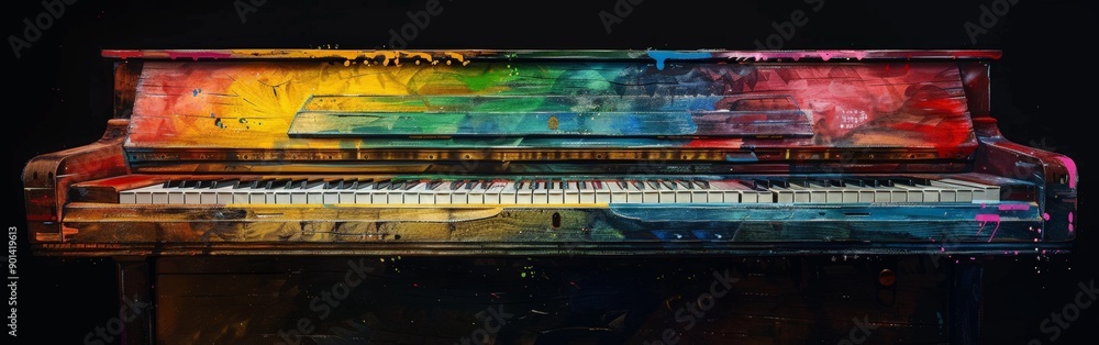Colorful Abstract Piano Keyboard in Gradient Rainbow Colorful Abstract Piano Keyboard in Gradient Rainbow