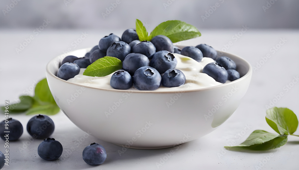 A plate of yogurt with fruits on a light gray background. Healthy eating. Diet and fitness. Self-care and health. Healthy food A plate of yogurt with fruits on a light gray background. Healthy eating. Diet and fitness. Self-care and health. Healthy food