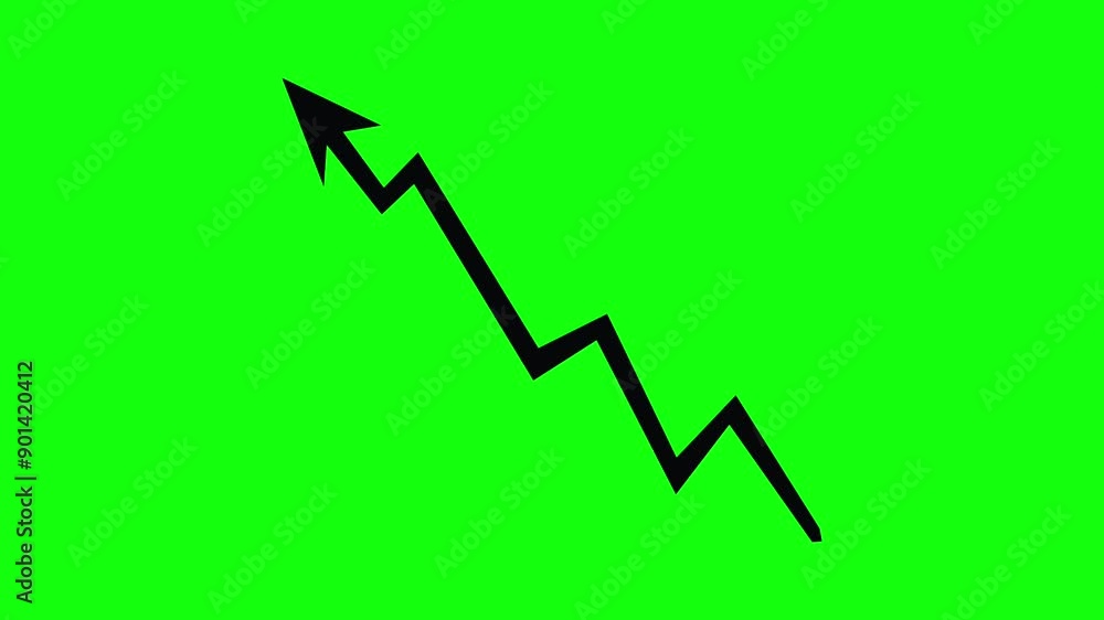 chart arrow moving up animation on green screen, graph showing growth chart arrow moving up animation on green screen, graph showing growth