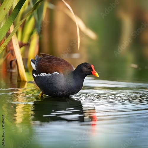 common moorhen (Gallinula chloropus) photo