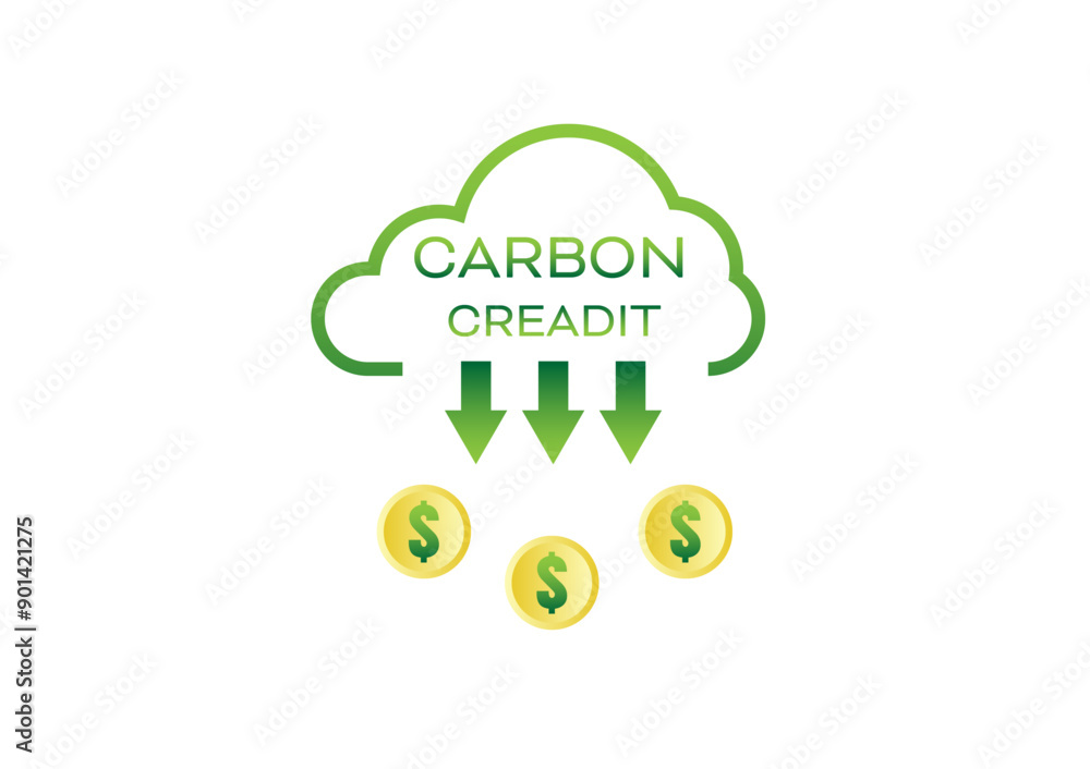 Carbon credit concept. Green cloud shape with carbon change to money. Sustainability ecology environment. Greenhouse gases regulation. Carbon credit concept. Green cloud shape with carbon change to money. Sustainability ecology environment. Greenhouse gases regulation.