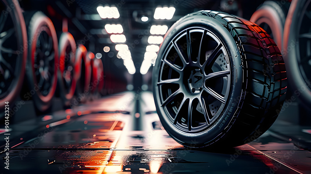 Fototapeta premium New sport car tires