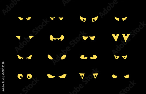 Scary eyes icon set. Design element collection for Halloween. Isolated spooky monster eyes.