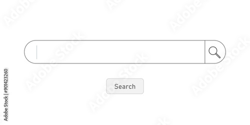Online search box template. Search engine website blank search field.