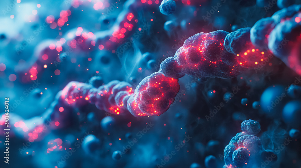 3D background featuring DNA gene structures, genetic cells, and abstract molecules in blue, emphasizing biotechnology, medical research, and futuristic health concepts. 3D background featuring DNA gene structures, genetic cells, and abstract molecules in blue, emphasizing biotechnology, medical research, and futuristic health concepts.
