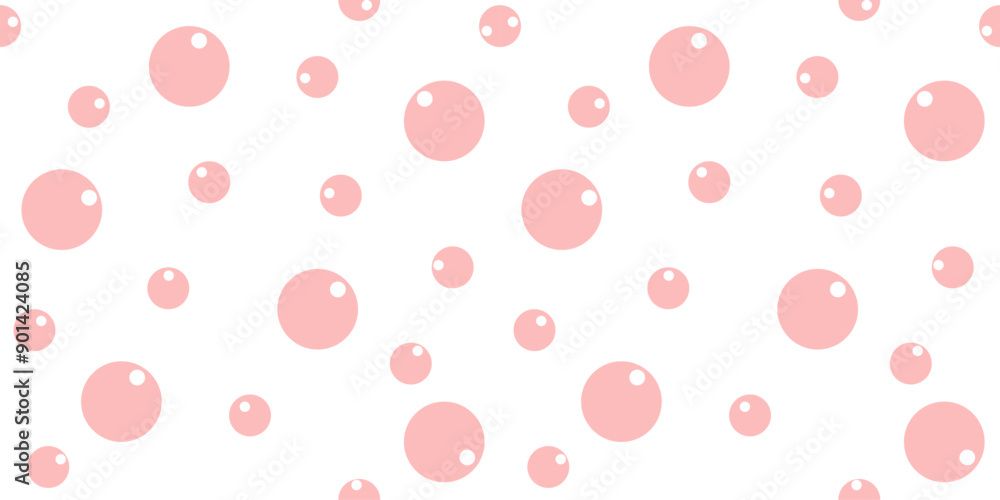 Vector geometric seamless pattern. Abstract graphic background with pink circle or pink bubbles on white background. Vector geometric seamless pattern. Abstract graphic background with pink circle or pink bubbles on white background.