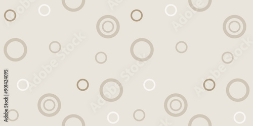 Vector geometric seamless pattern. Abstract graphic background with cream and brown circle on brown background.