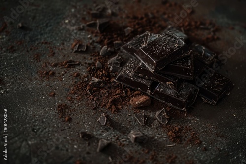 Wallpaper Mural Melted Chocolate Texture with chocolate pieces. Background Torontodigital.ca