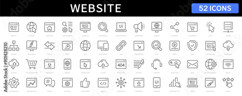 Website thin line icon set. Website symbol. Web, internet, search, homepages editable stroke icons. Vector