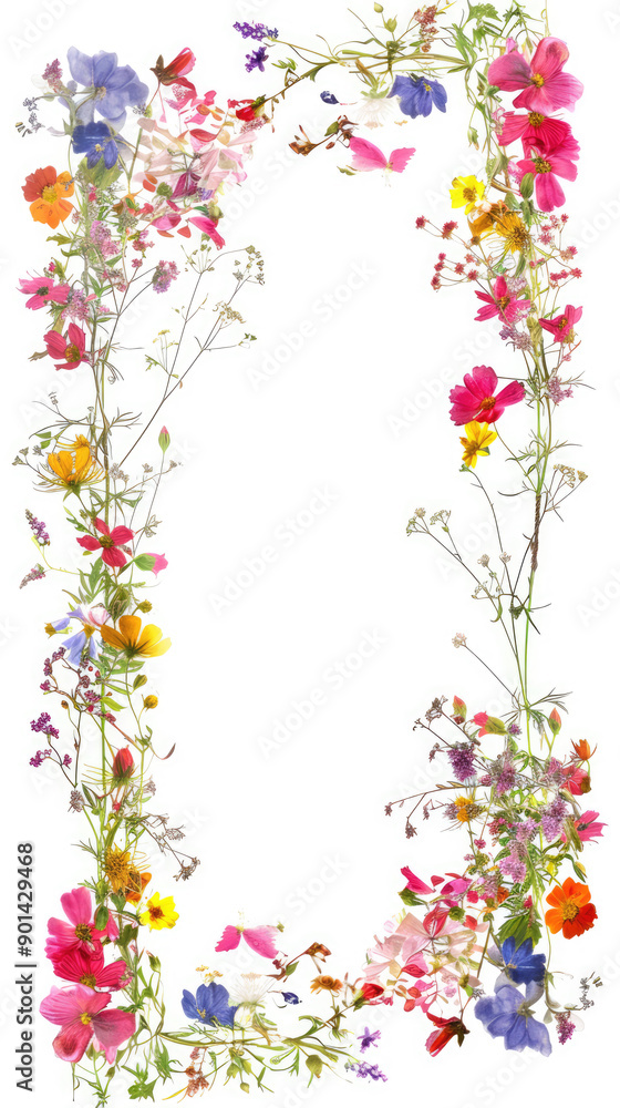 a thin decorative rectangular frame with small beautiful colorful flowers for an invitation a thin decorative rectangular frame with small beautiful colorful flowers for an invitation