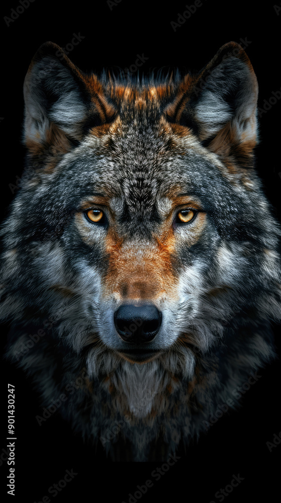 Obraz premium wolf head isolated on black background