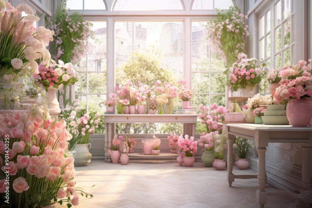 Obraz premium Flower window plant architecture.