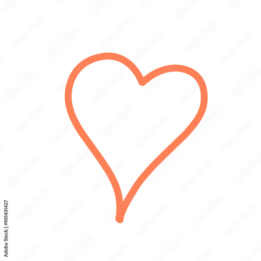 Hand drawn heart, vector love symbol