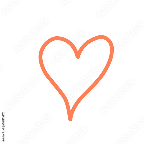 Hand drawn heart, vector love symbol