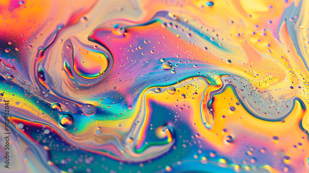 Thin-film Interference Iridescent Science Experiment Soap Colorful Texture Rainbow background. Generative Ai. Thin-film Interference Iridescent Science Experiment Soap Colorful Texture Rainbow background. Generative Ai.