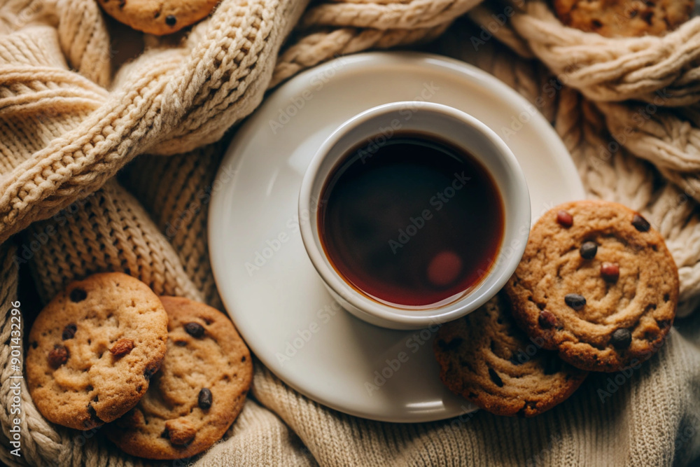 Flat Lay Coffee and Cookie Scene, White Cup, Cozy Setup, Elegant Coffee and Cookie Flat Lay, White Cup, Cozy Setting, Romantic Coffee Scene, Soft Lighting, Cozy Decor Flat Lay Coffee and Cookie Scene, White Cup, Cozy Setup, Elegant Coffee and Cookie Flat Lay, White Cup, Cozy Setting, Romantic Coffee Scene, Soft Lighting, Cozy Decor