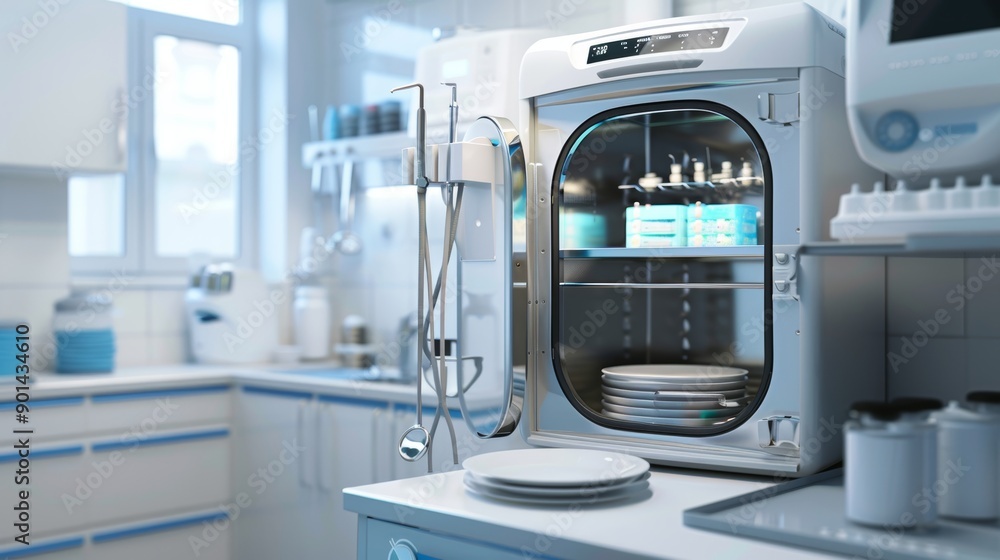 Sterile Sanctuary Modern Autoclave in Dental Clinic Ready for Precision Sterilization Sterile Sanctuary Modern Autoclave in Dental Clinic Ready for Precision Sterilization