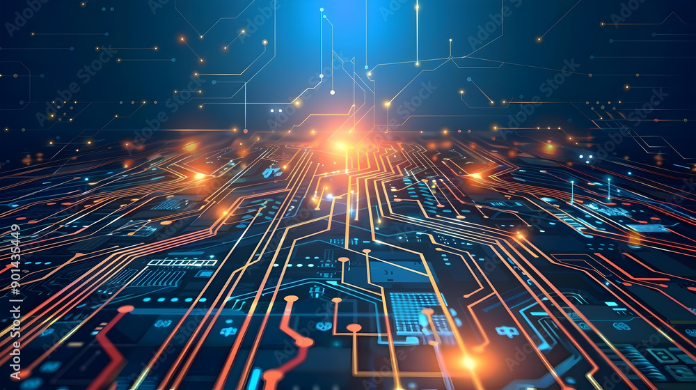 Fototapeta premium Vector illustration abstract technology background design. Generative Ai.