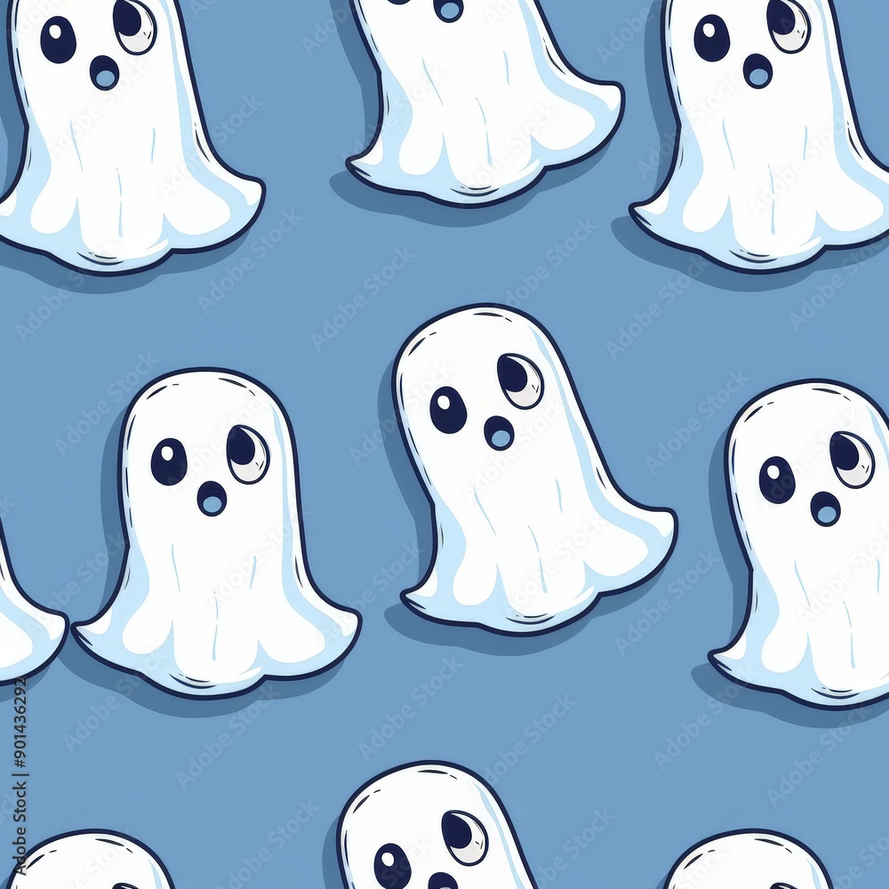 Playful Cartoon Ghost Pattern for Halloween Playful Cartoon Ghost Pattern for Halloween