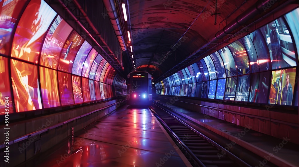 Spectacular TechnoTransport Driverless Tram Gliding Through Cinematic Tunnel of Global Film Festivals Spectacular TechnoTransport Driverless Tram Gliding Through Cinematic Tunnel of Global Film Festivals