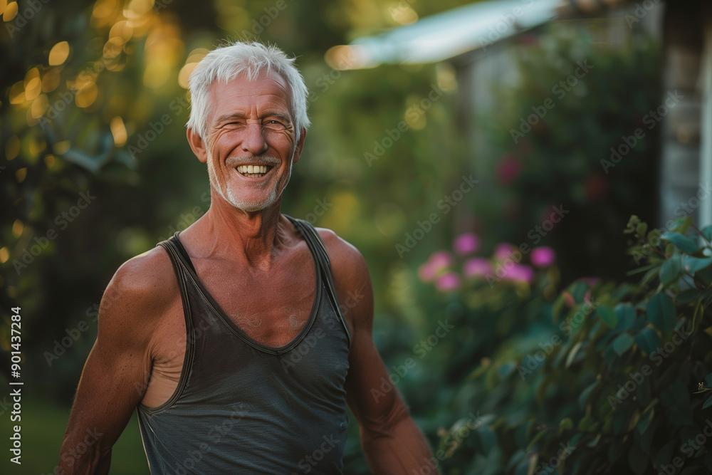 Senior man enjoying his garden Senior man enjoying his garden