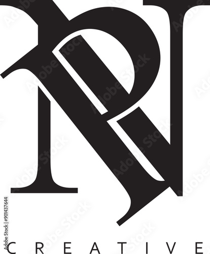 NP or PN letter modern logo design