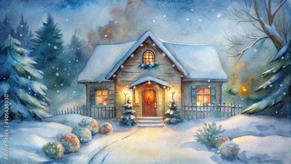 A cozy winter Christmas cabin in the woods A cozy winter Christmas cabin in the woods