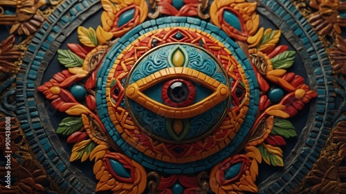Wallpaper Mural Background for Hispanic Heritage Month with Mandala God Eye Mexican or Peruvian or Latin American crafts. Torontodigital.ca