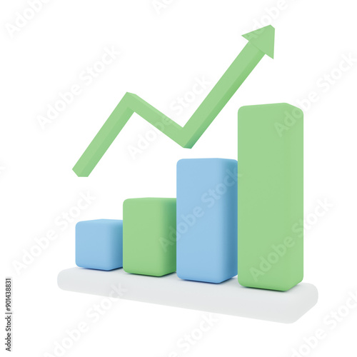 3d illustration of increase bar graph for icons and symbols.3d render.