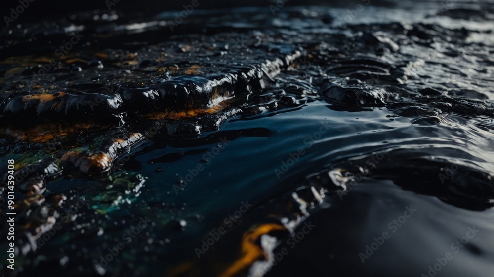 oil spill black background ecology disaster, nature industrial pollution, toxic water abstract. oil spill black background ecology disaster, nature industrial pollution, toxic water abstract.