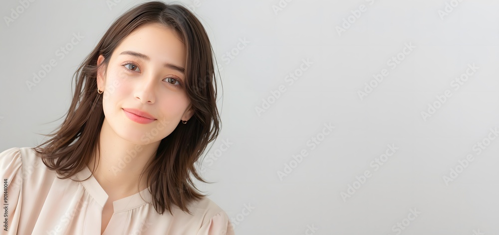 Fototapeta premium ブログやホームページに使える清楚で美しい女性と背景